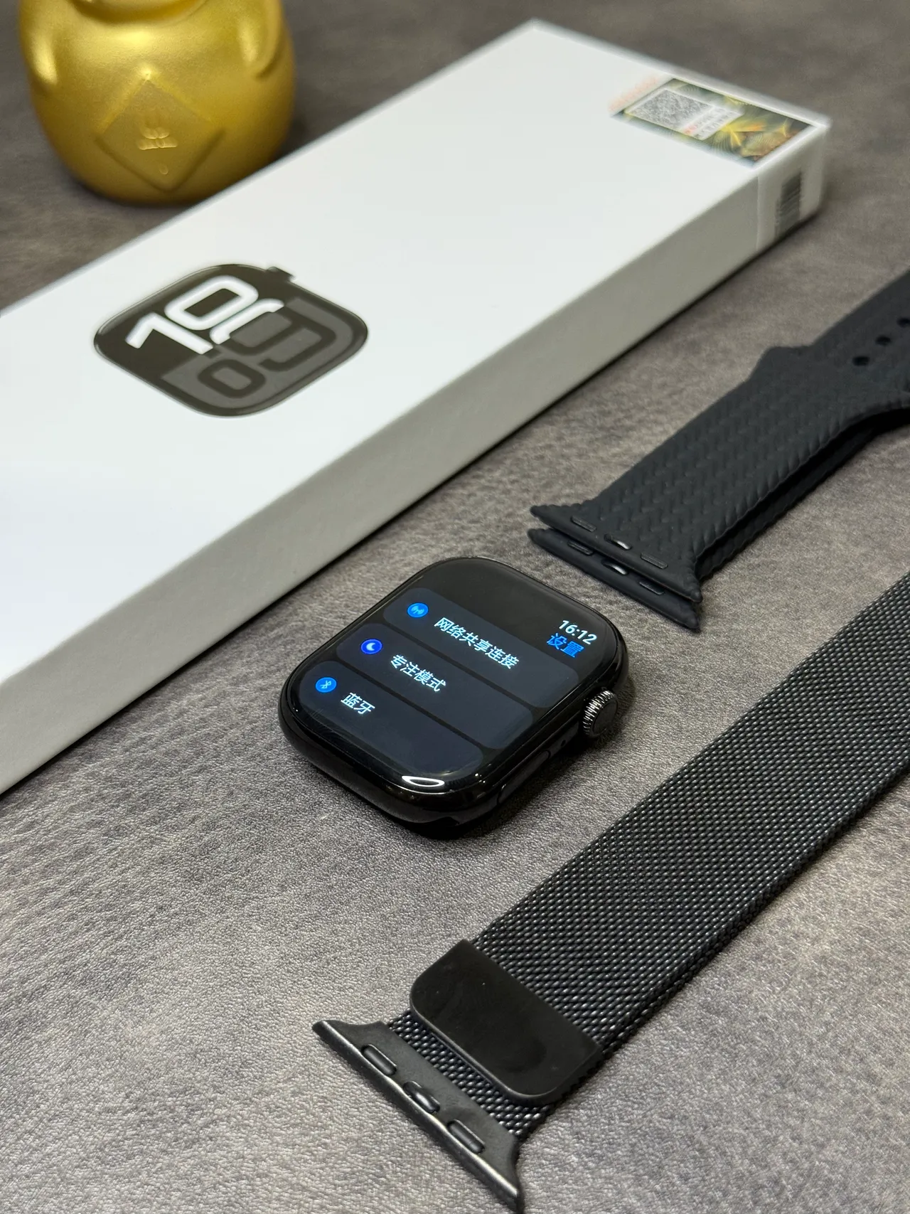 Apple Watch Black Gray Flat-Edged Case Milanese Loop Band Sports Watch 6