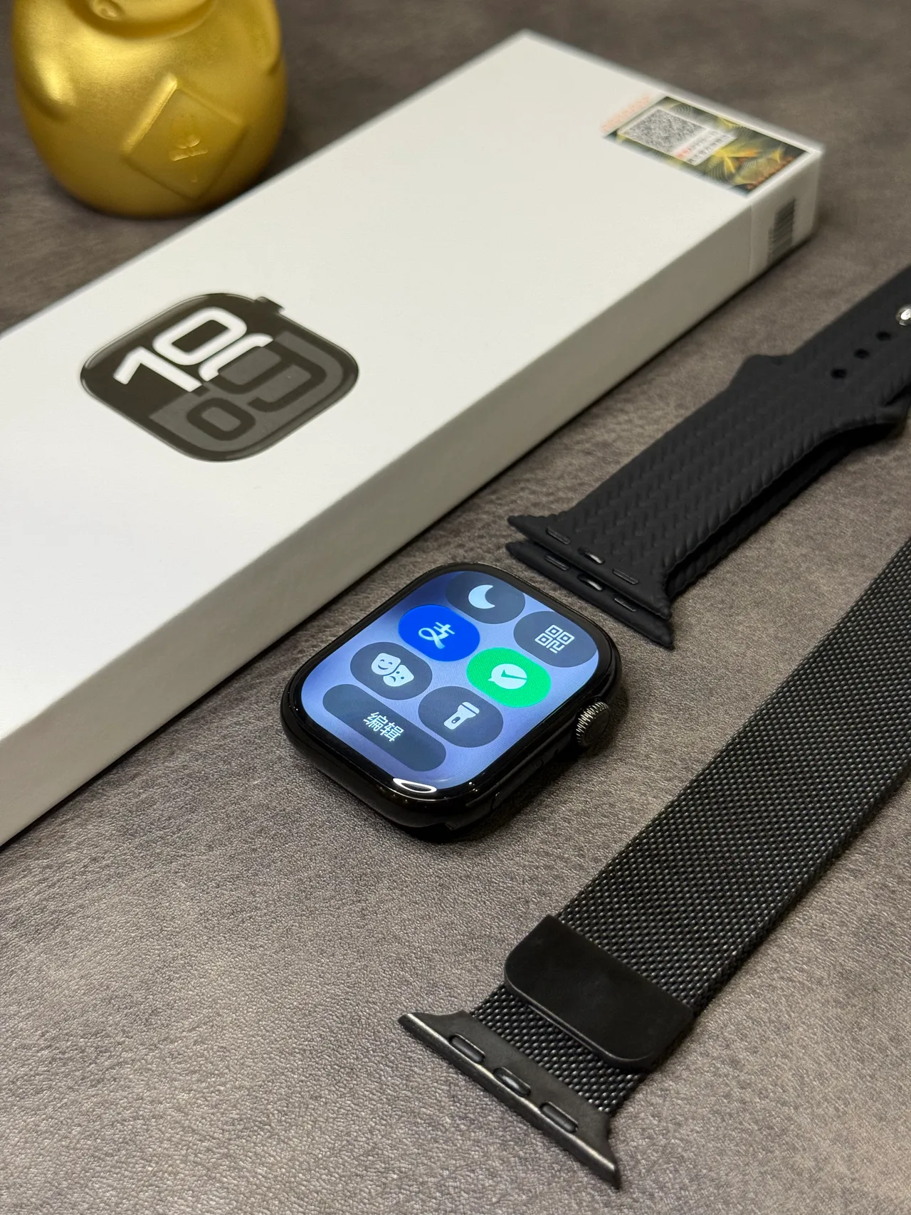 Apple Watch Black Gray Flat-Edged Case Milanese Loop Band Sports Watch 8