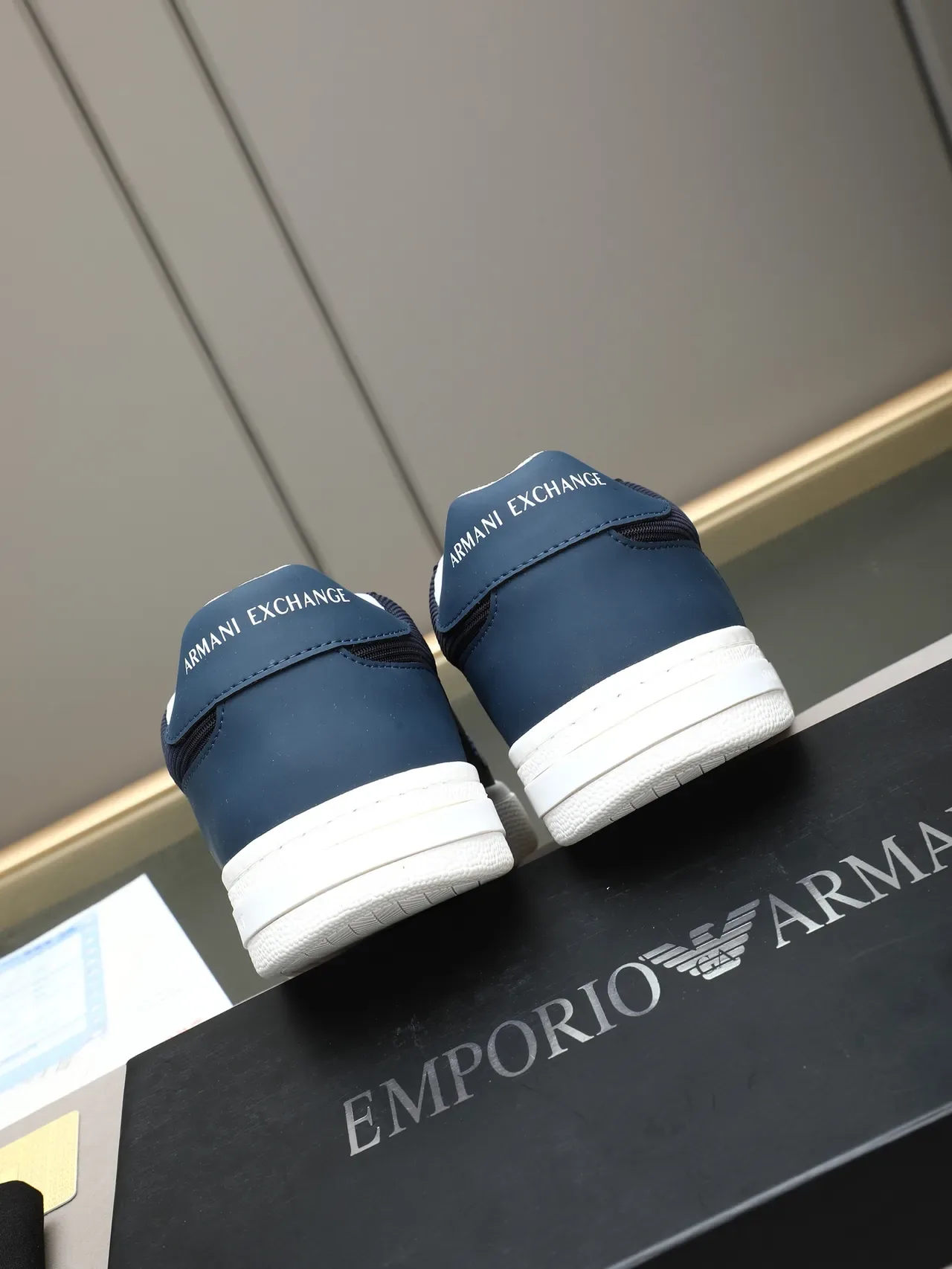 Armani Exchange Navy White Blue Mesh And Synthetic Upper Lifestyle Sneakers 3