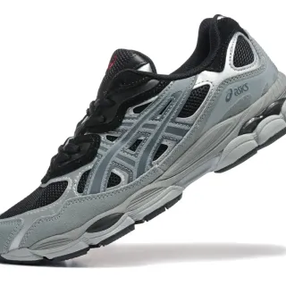 ASICS Gray Black Mesh And Synthetic Overlay Construction Structured Cage Design Running Shoes