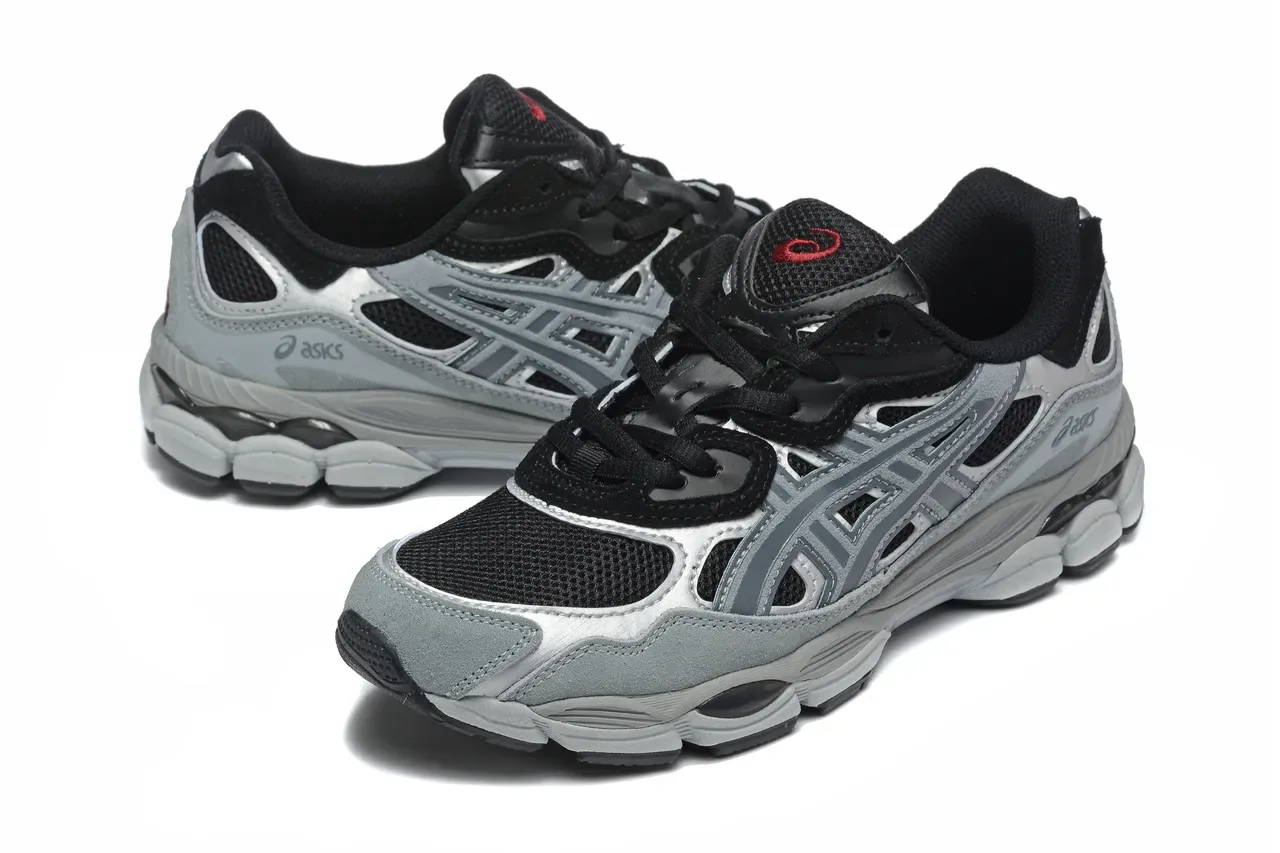 ASICS Gray Black Mesh And Synthetic Overlay Construction Structured Cage Design Running Shoes 2