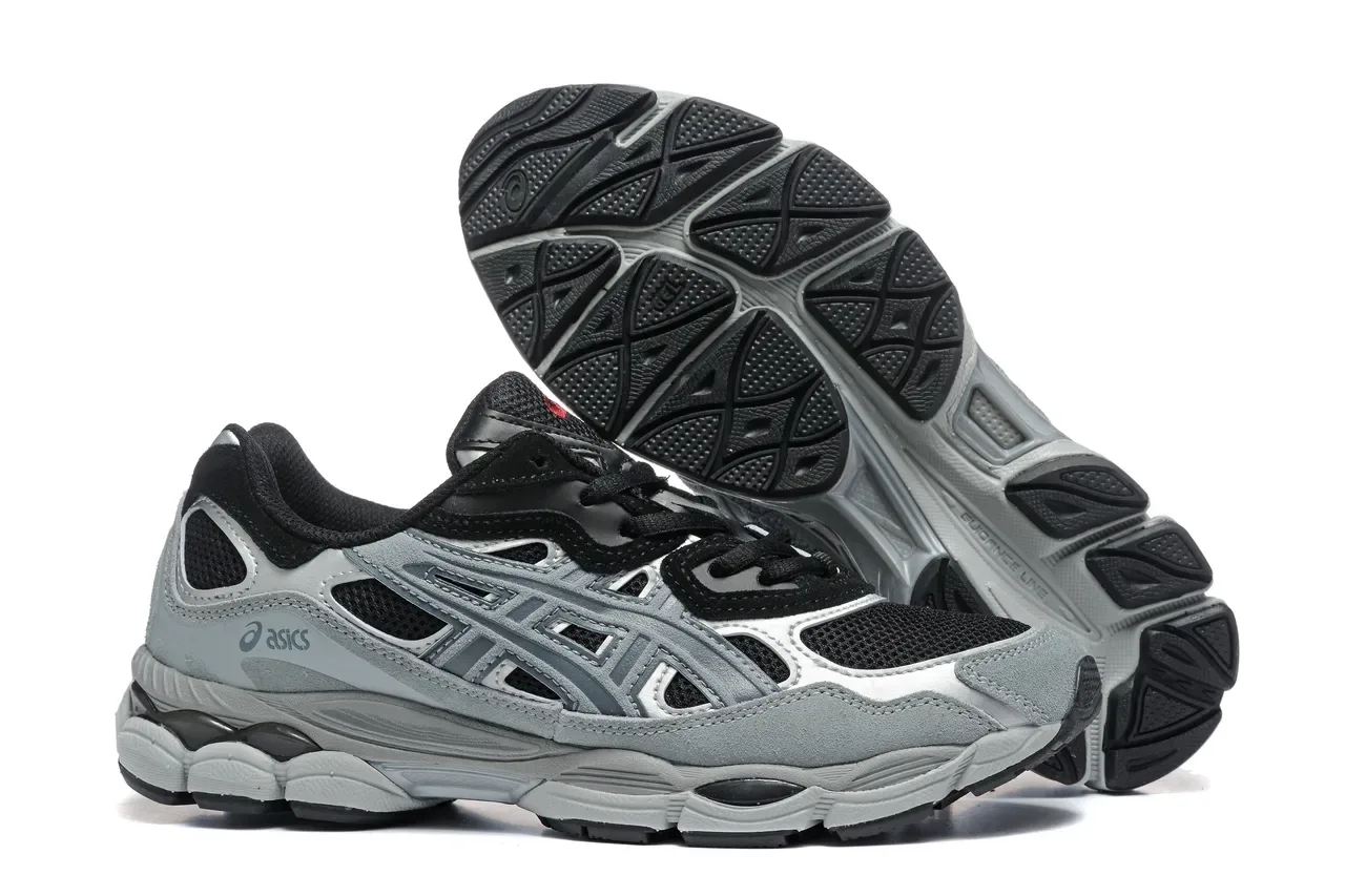 ASICS Gray Black Mesh And Synthetic Overlay Construction Structured Cage Design Running Shoes 5