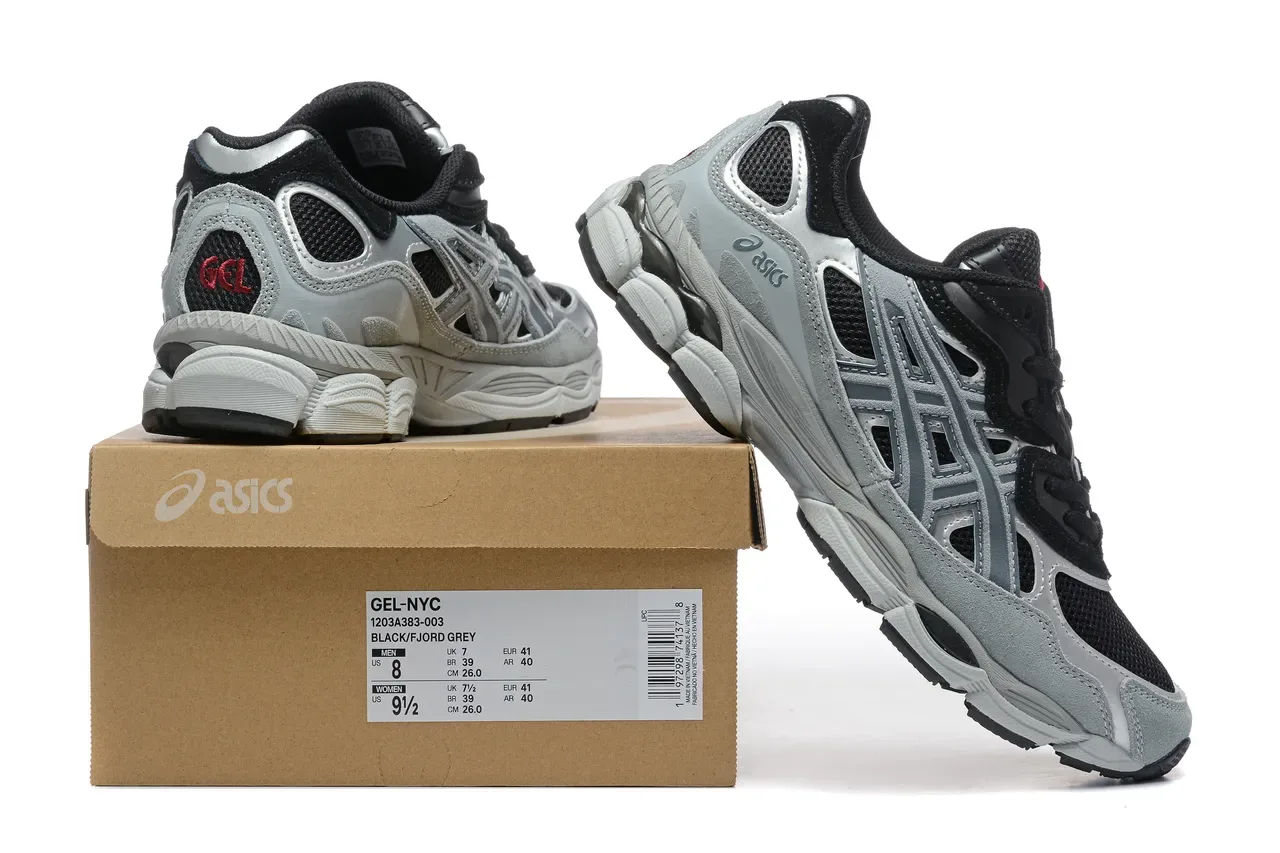 ASICS Gray Black Mesh And Synthetic Overlay Construction Structured Cage Design Running Shoes 6