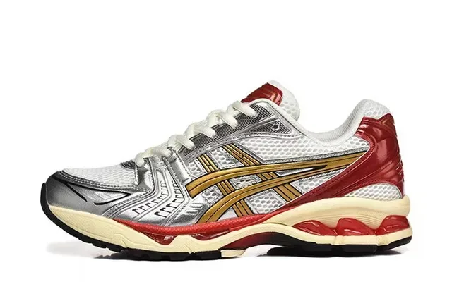 ASICS Red Silver Mesh Upper Metallic Overlay Running Shoes 2