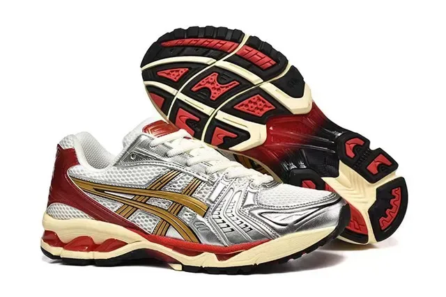 ASICS Red Silver Mesh Upper Metallic Overlay Running Shoes 4