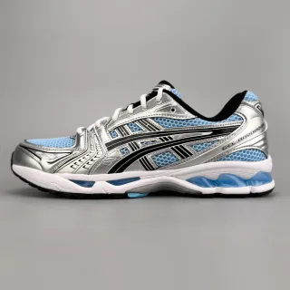 ASICS Silver Blue Metallic Synthetic Overlays Light Honeycomb Mesh Running Shoes