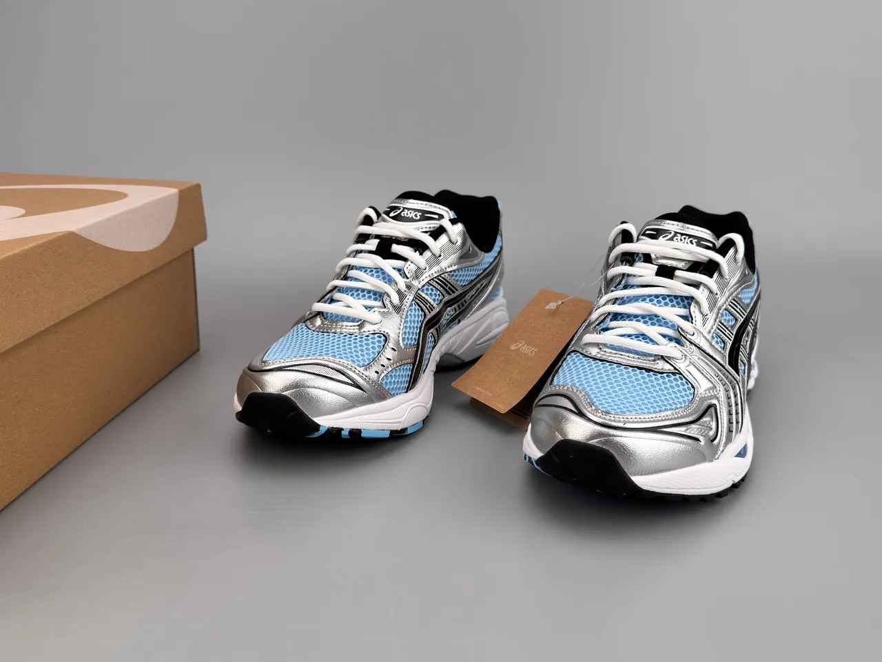 ASICS Silver Blue Metallic Synthetic Overlays Light Honeycomb Mesh Running Shoes 3
