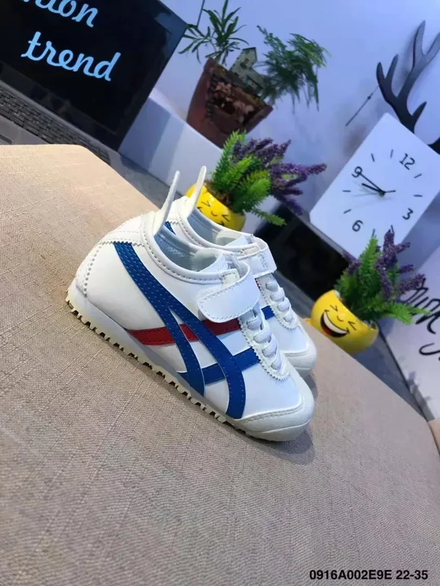 ASICS White Red Low-Top Velcro Strap Lifestyle Sneakers 24