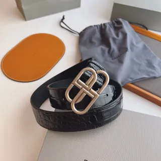 Balenciaga BB Belt حزام جلد التمساح الأسود اللامع