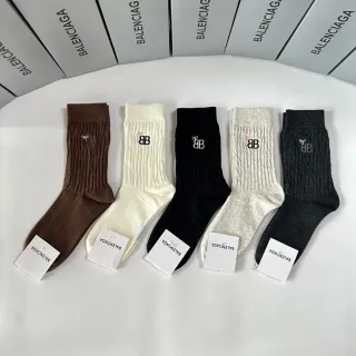 Balenciaga BB Logo Ribbed Crew Socks