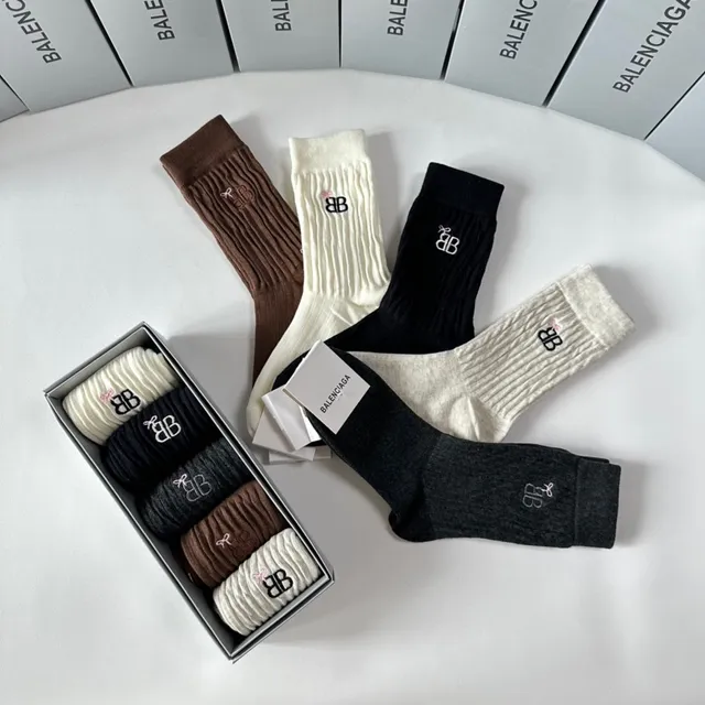 Balenciaga BB Logo Chaussettes Crew Ribotées 2