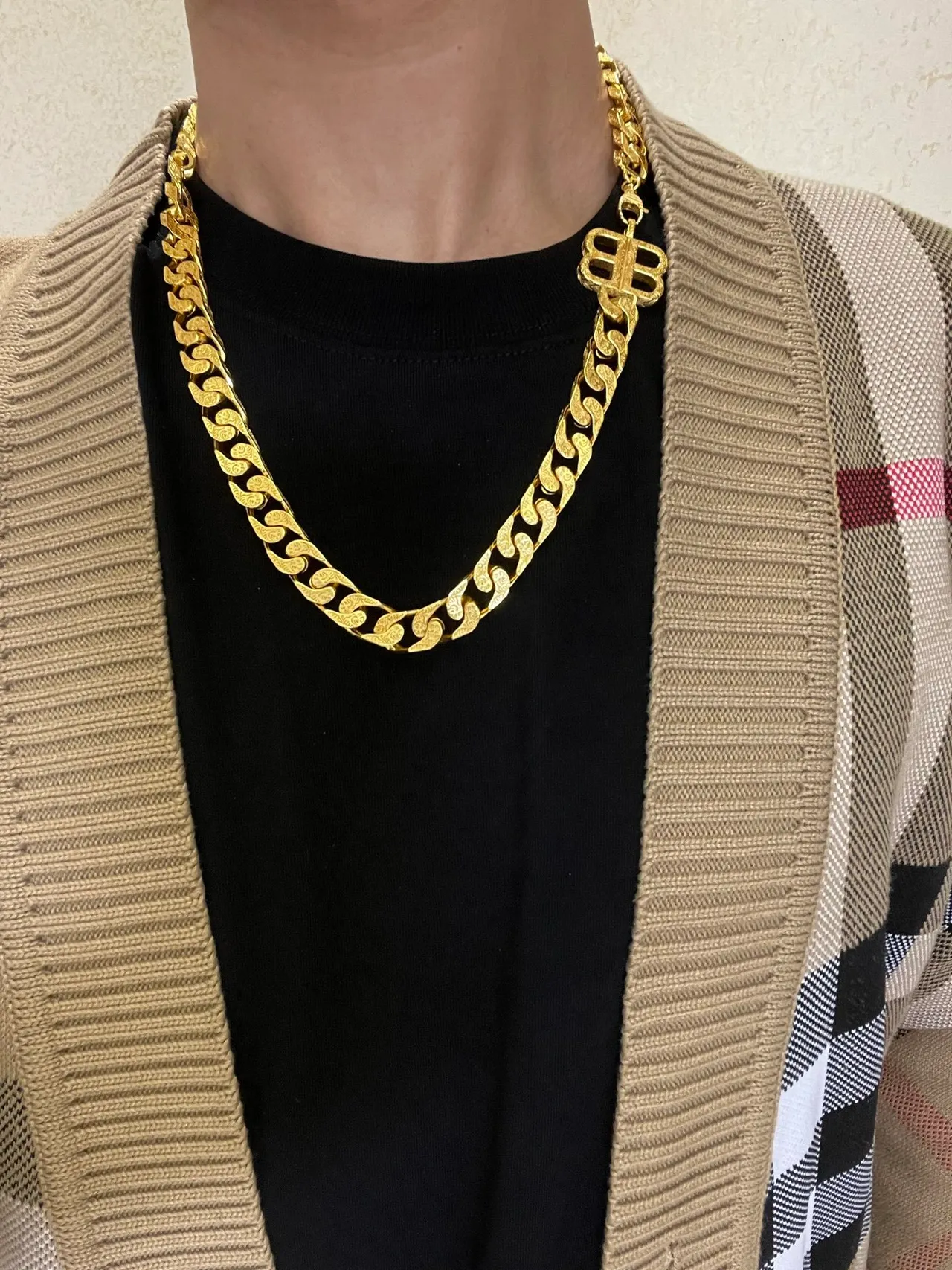 Balenciaga colar de corrente chunky curb-link de ouro 6