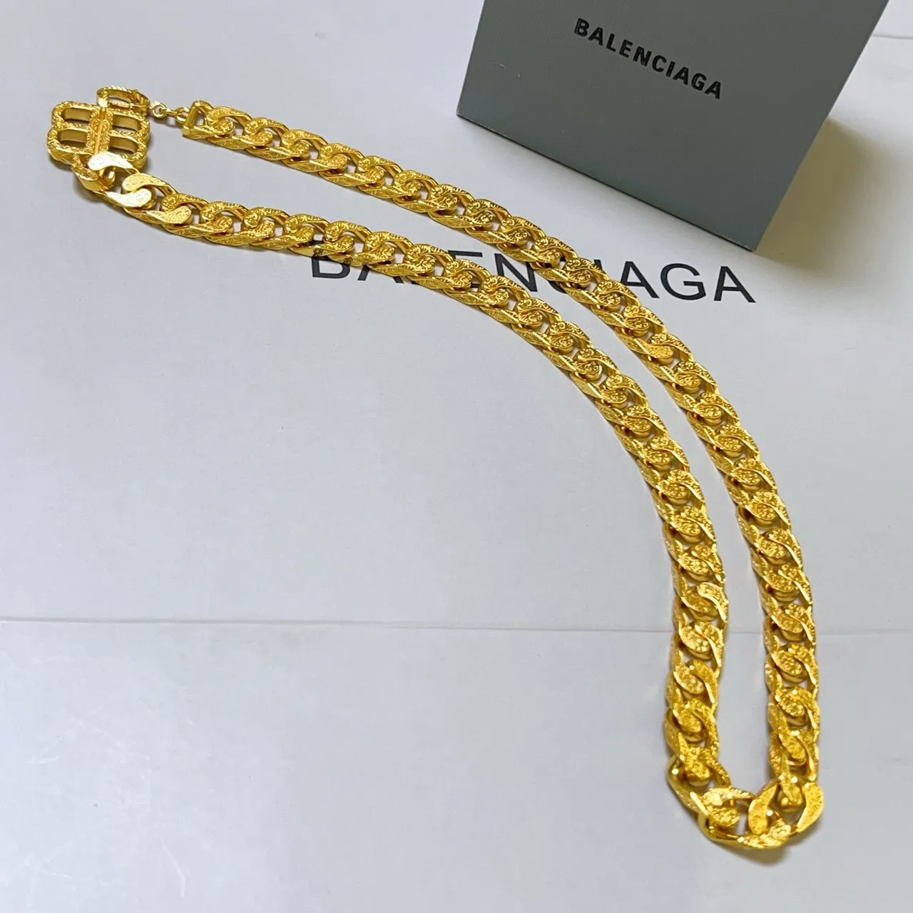 Balenciaga colar de corrente chunky curb-link de ouro 7