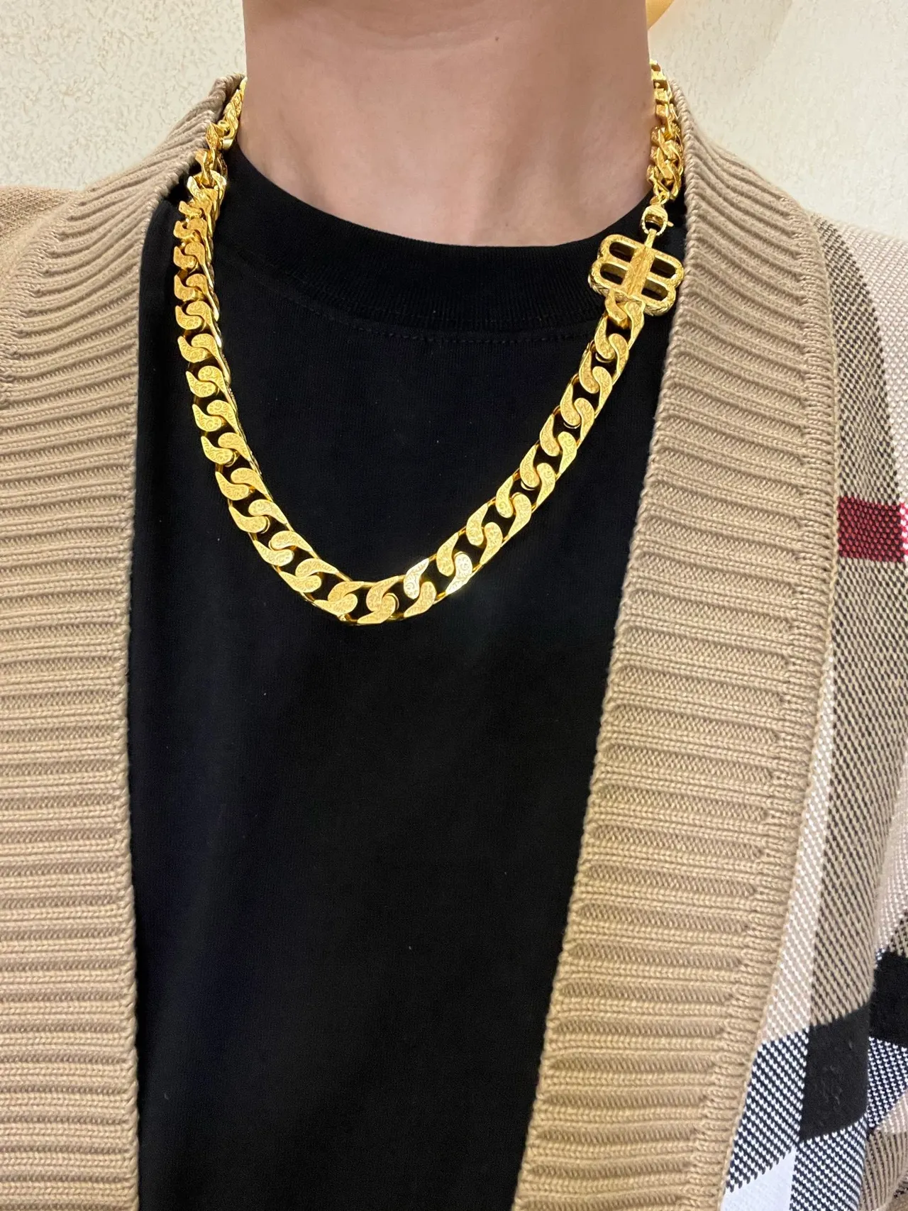Balenciaga colar de corrente chunky curb-link de ouro 9