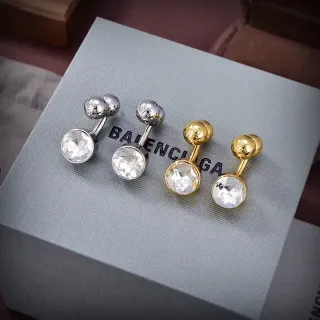 Balenciaga Pendientes de Bola de Cristal Plata Oro Facetados