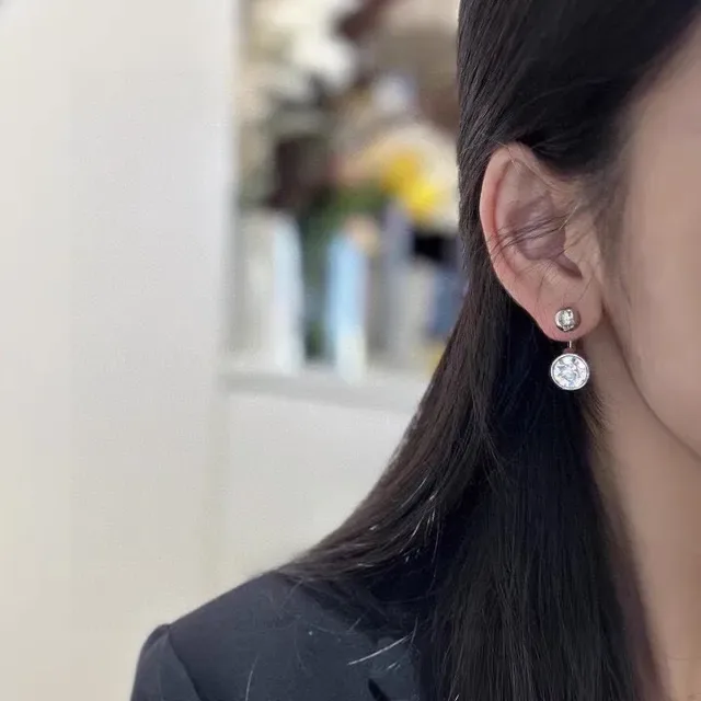Balenciaga Boucles d'Oreilles Boule de Cristal Argent Or Facettées 2