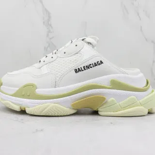 Balenciaga Defender Mule White and Lime Green Chunky Sneakers