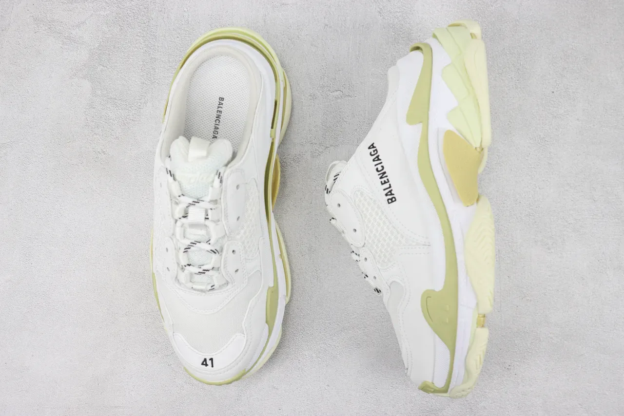 Balenciaga Defender Mule White and Lime Green Chunky Sneakers 3