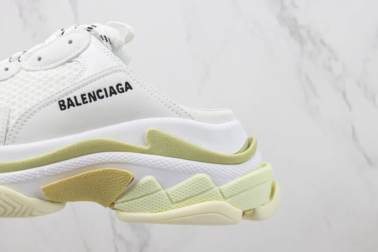 Balenciaga Defender Mule White and Lime Green Chunky Sneakers 7