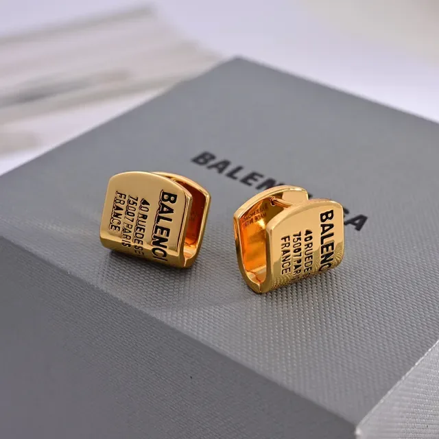 Balenciaga Le Cagole Gold Silver Rectangular Cuff Engraved Address Ring 5