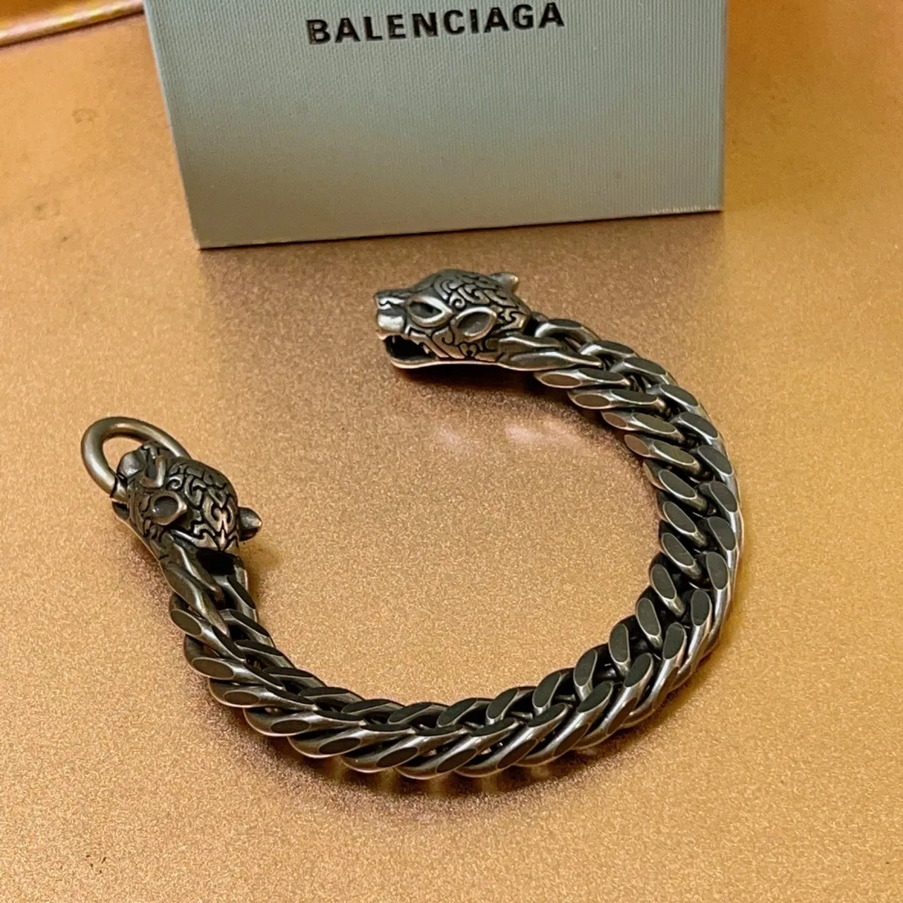 Balenciaga Lion Head Curb Chain Bracelet 2