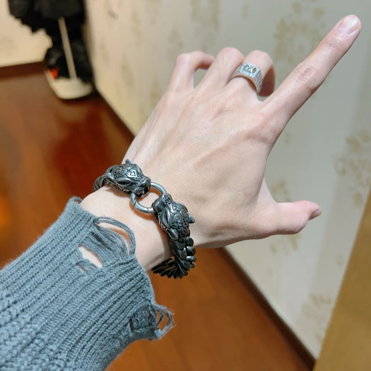 Balenciaga Lion Head Curb Chain Bracelet 4
