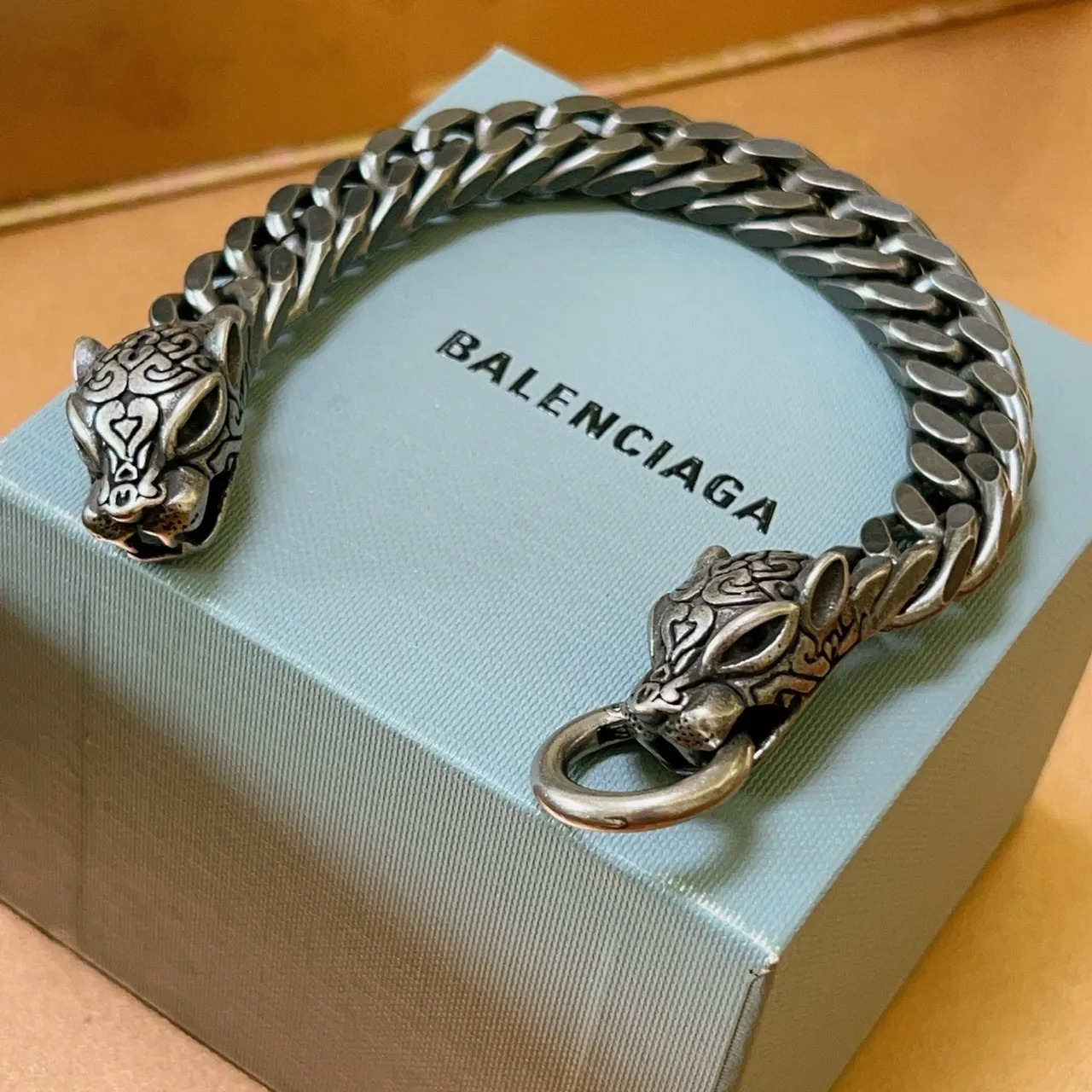 Balenciaga Lion Head Curb Chain Bracelet 5