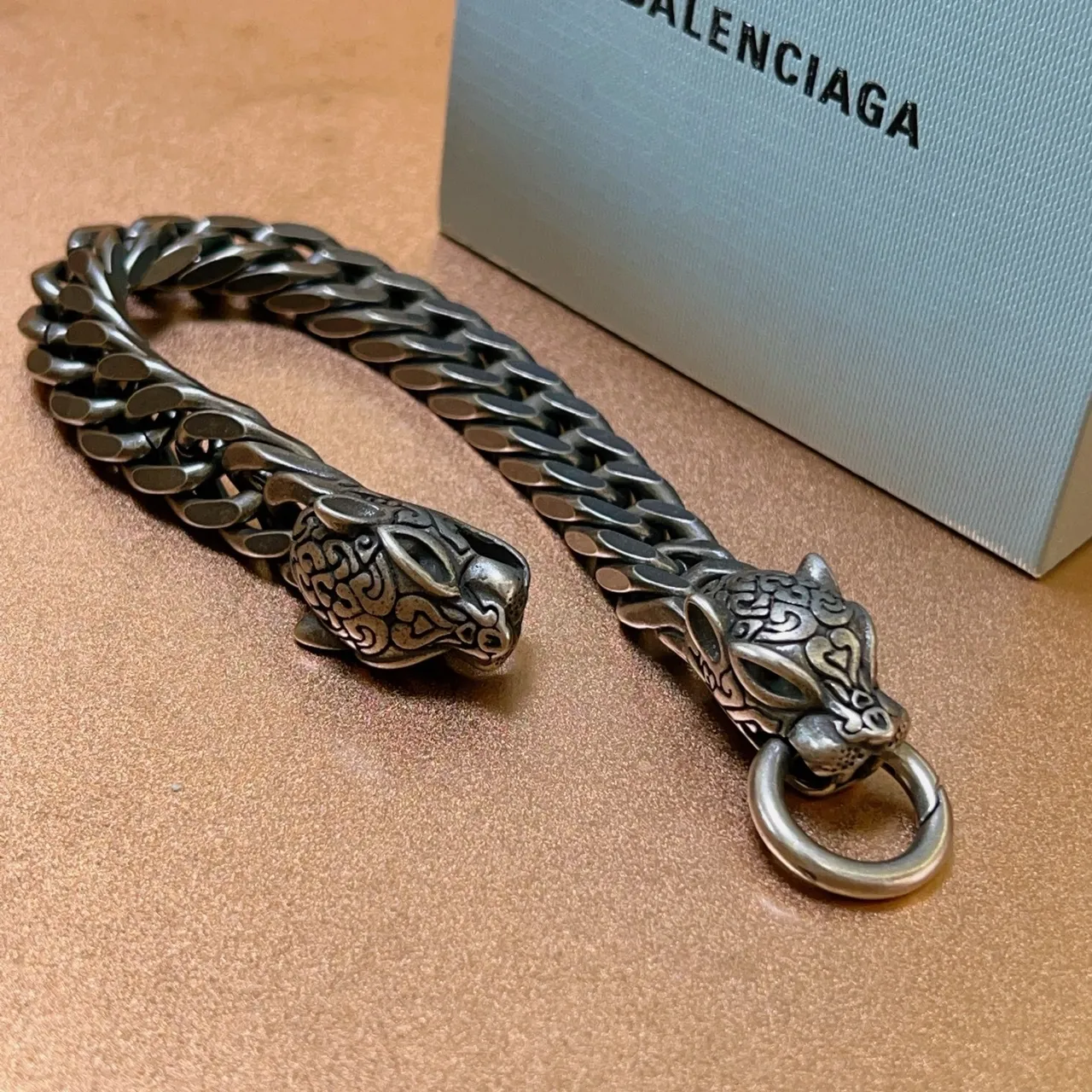 Balenciaga Lion Head Curb Chain Bracelet 6