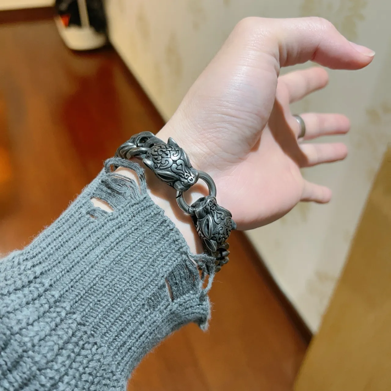 Balenciaga Lion Head Curb Chain Bracelet 7