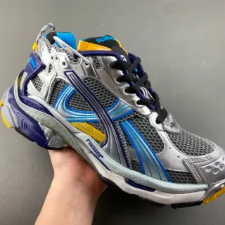 Balenciaga Runner Prata Azul Amarelo Tênis de estilo de vida