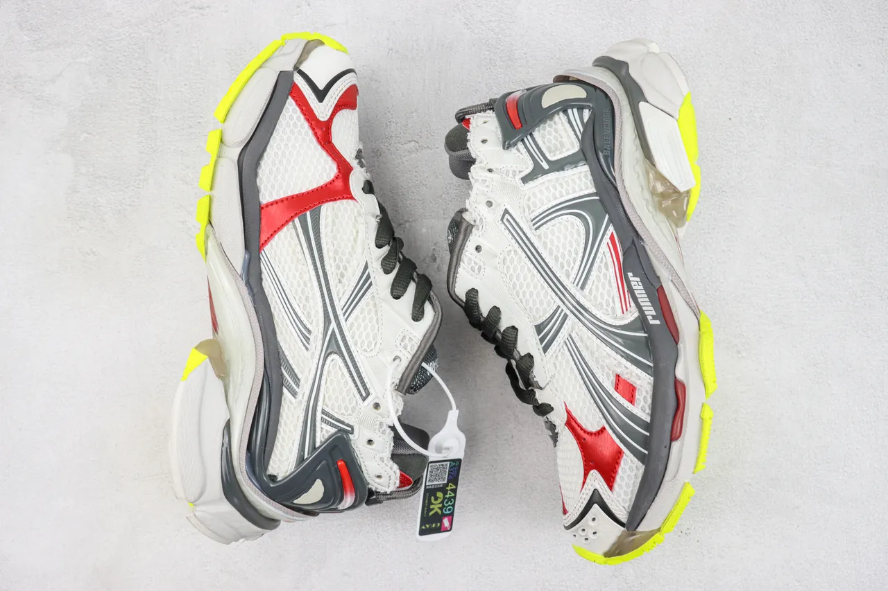 Balenciaga Runner Branco Cinza Vermelho Amarelo Neón Tênis Chunky 2