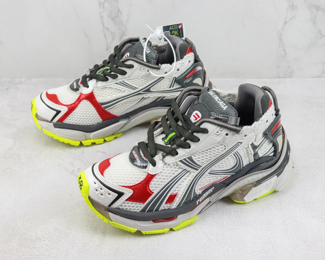 Balenciaga Runner Branco Cinza Vermelho Amarelo Neón Tênis Chunky 4