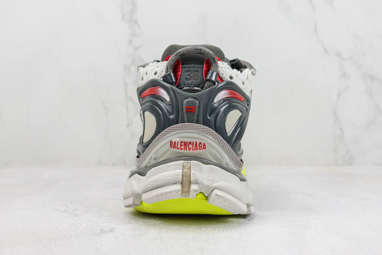 Balenciaga Runner Branco Cinza Vermelho Amarelo Neón Tênis Chunky 9