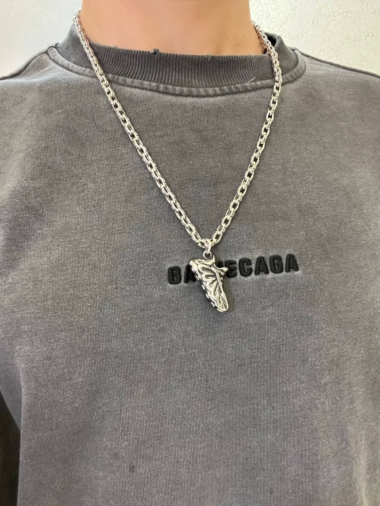 Balenciaga Silver Sneaker-Shaped Pendant Necklace 2