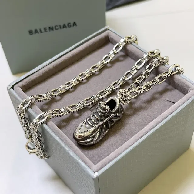 Balenciaga Silver Sneaker-Shaped Pendant Necklace 3