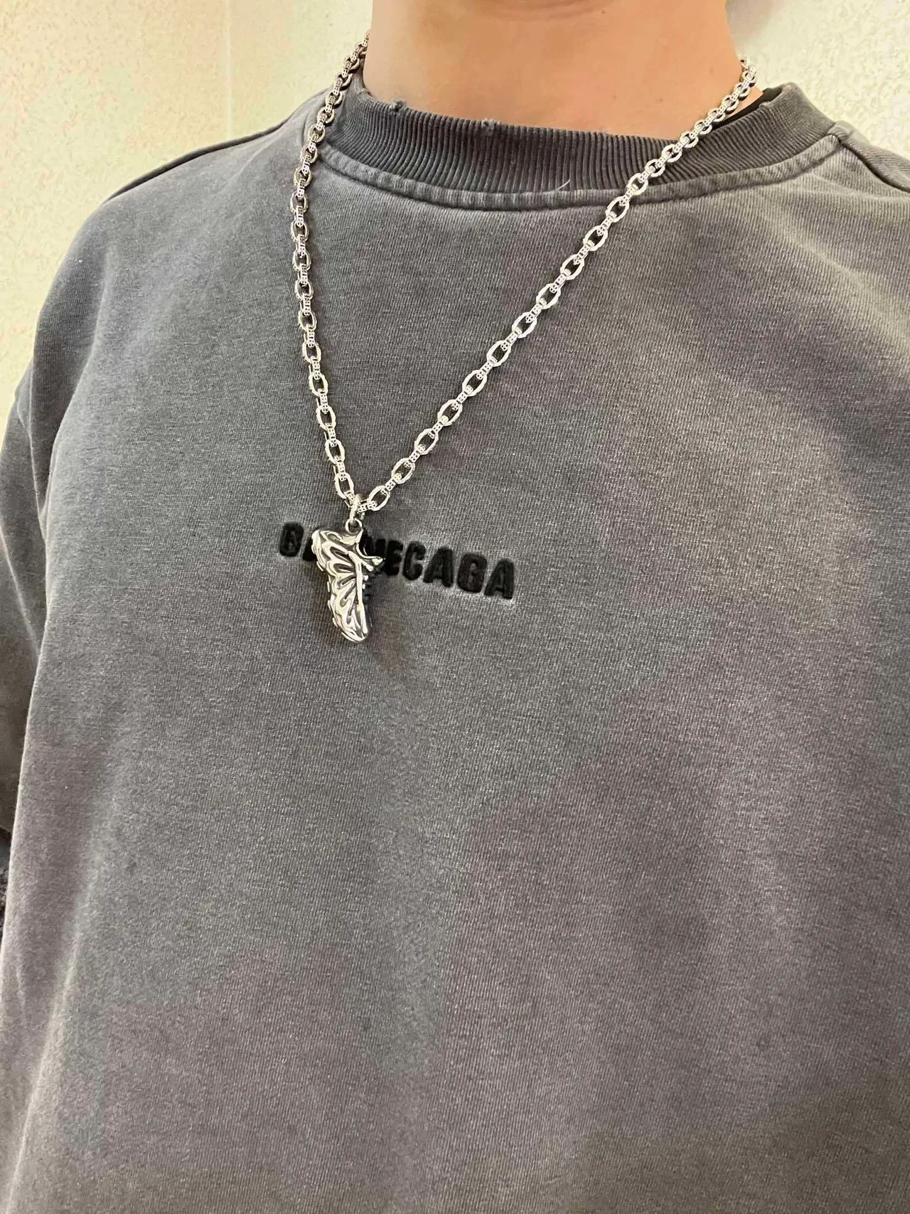 Balenciaga Silver Sneaker-Shaped Pendant Necklace 5
