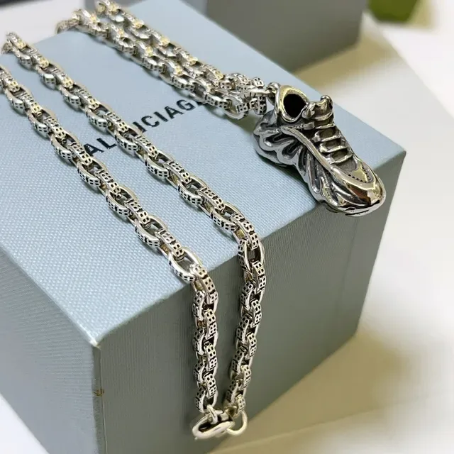 Balenciaga Silver Sneaker-Shaped Pendant Necklace 7