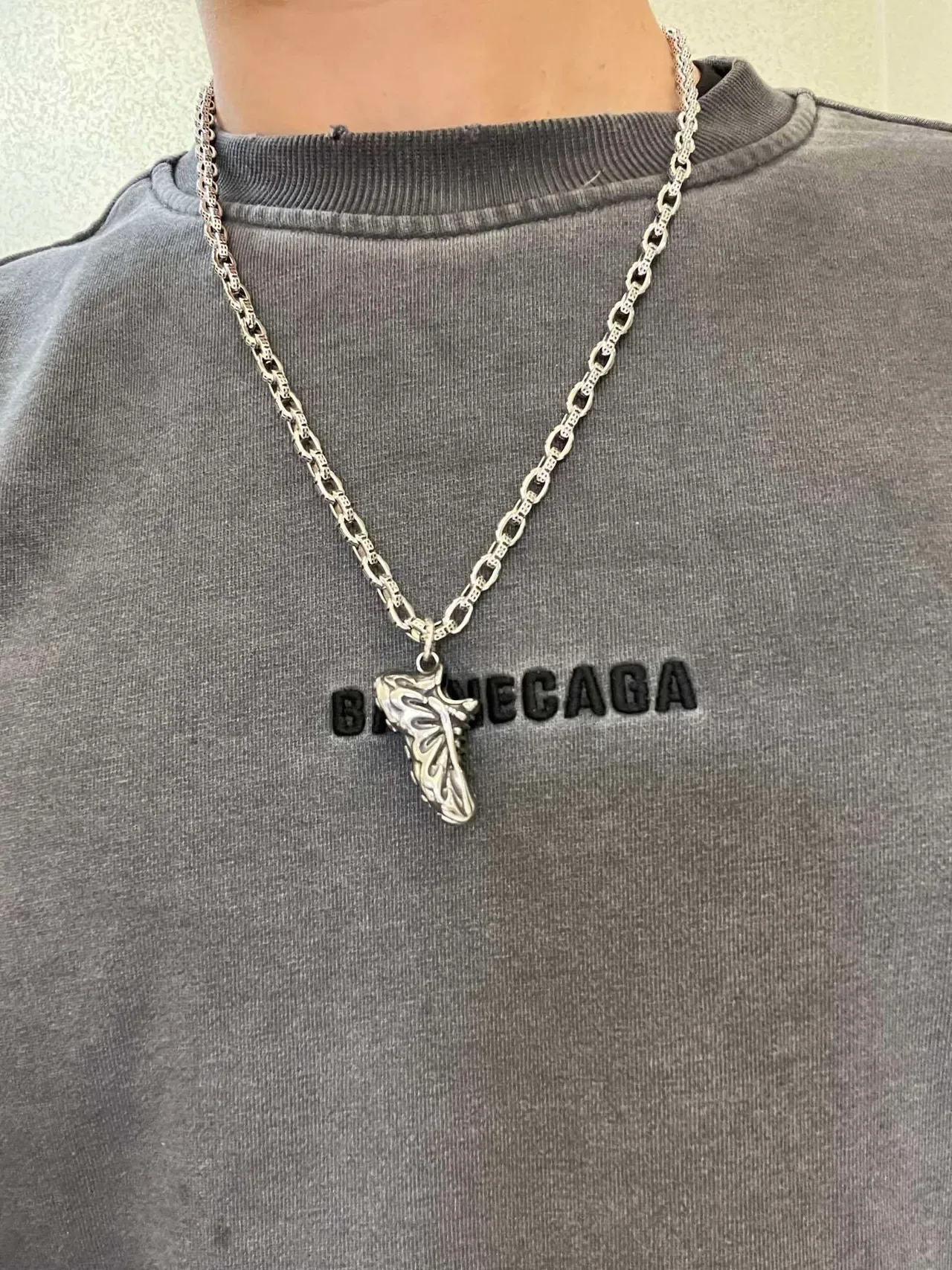 Balenciaga Silver Sneaker-Shaped Pendant Necklace 8