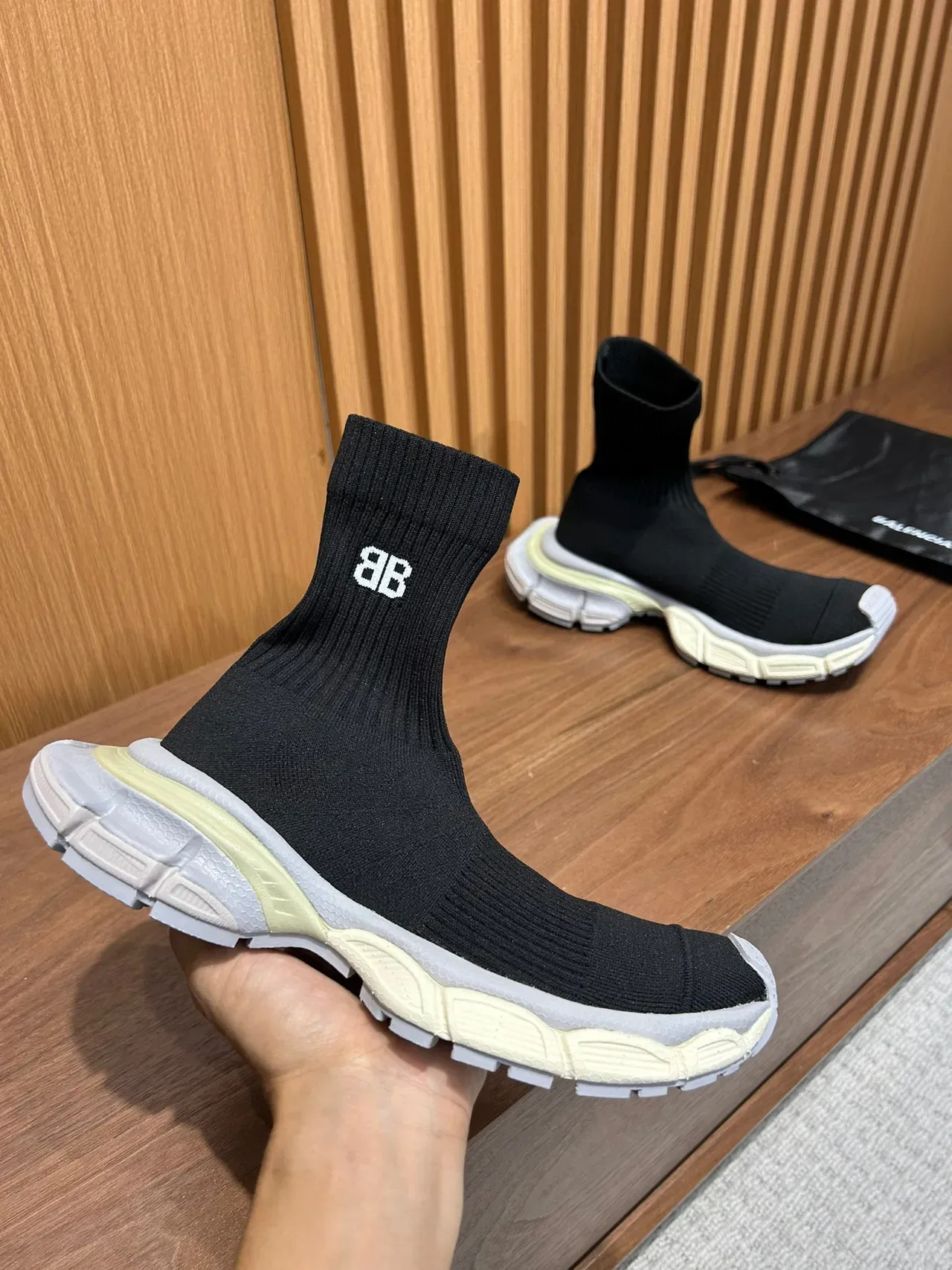 Balenciaga Speed Trainer Black and Off-White Lifestyle Sneakers 4