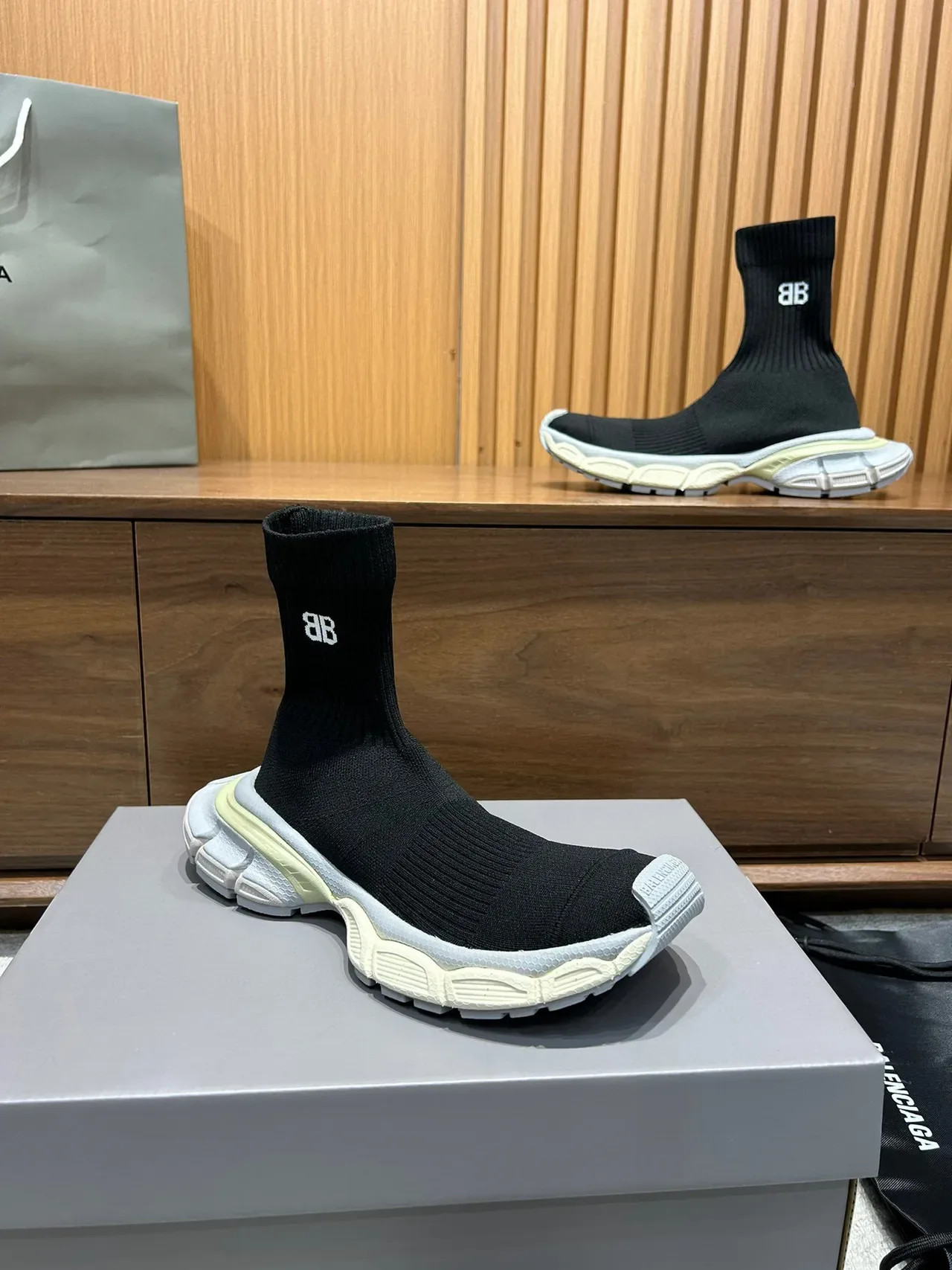 Balenciaga Speed Trainer Black and Off-White Lifestyle Sneakers 5