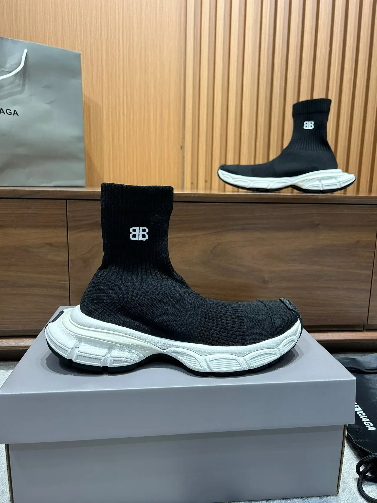 Balenciaga Speed Trainer Black and Off-White Lifestyle Sneakers 6