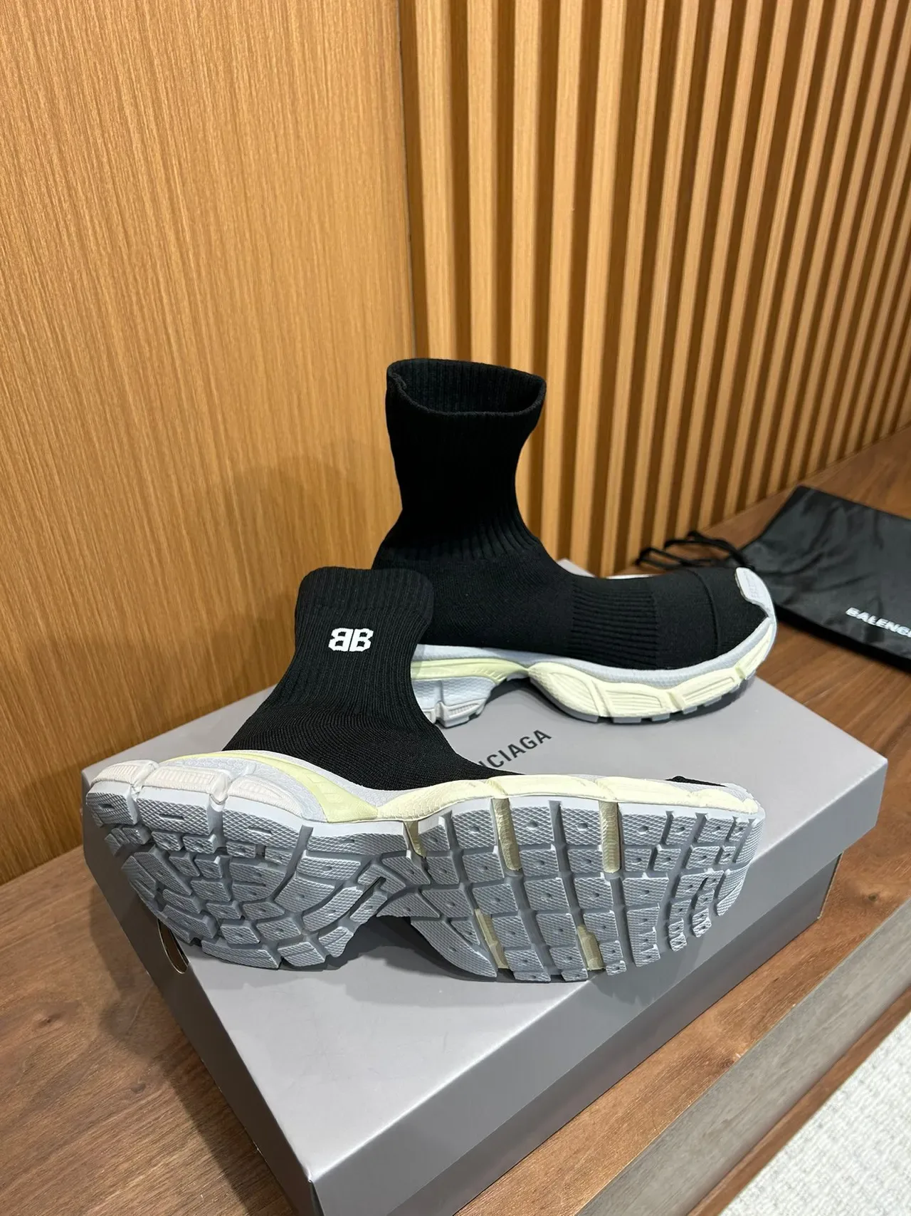 Balenciaga Speed Trainer Black and Off-White Lifestyle Sneakers 7