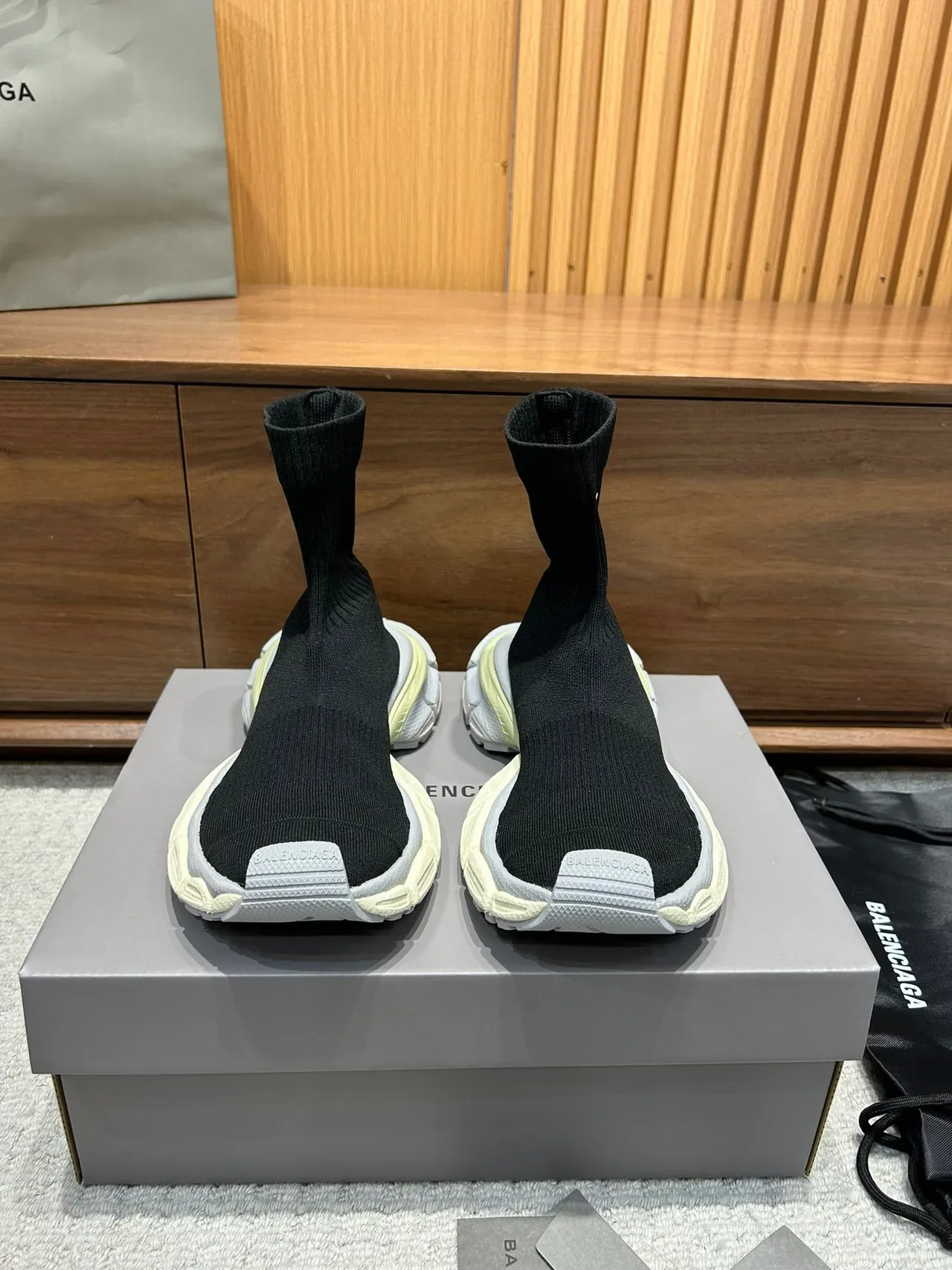 Balenciaga Speed Trainer Black and Off-White Lifestyle Sneakers 9
