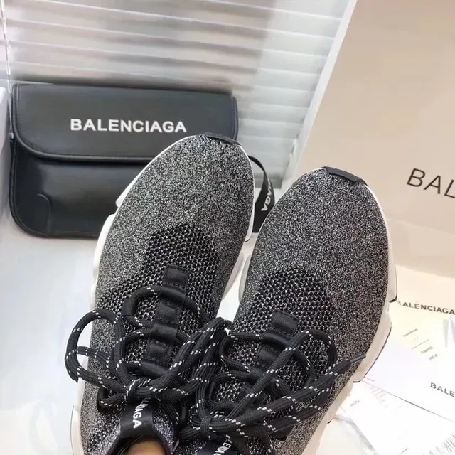 Balenciaga Speed Trainer Tênis lifestyle preto cinza speckled knit 3