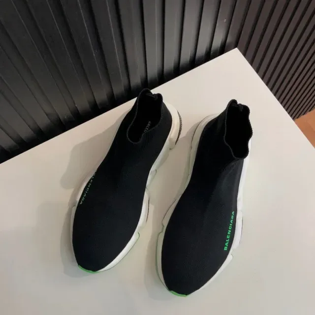 Balenciaga Speed Trainer noir blanc vert style de vie sneakers 4