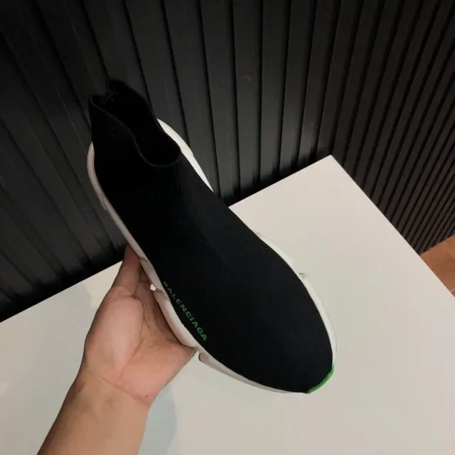 Balenciaga Speed Trainer noir blanc vert style de vie sneakers 5