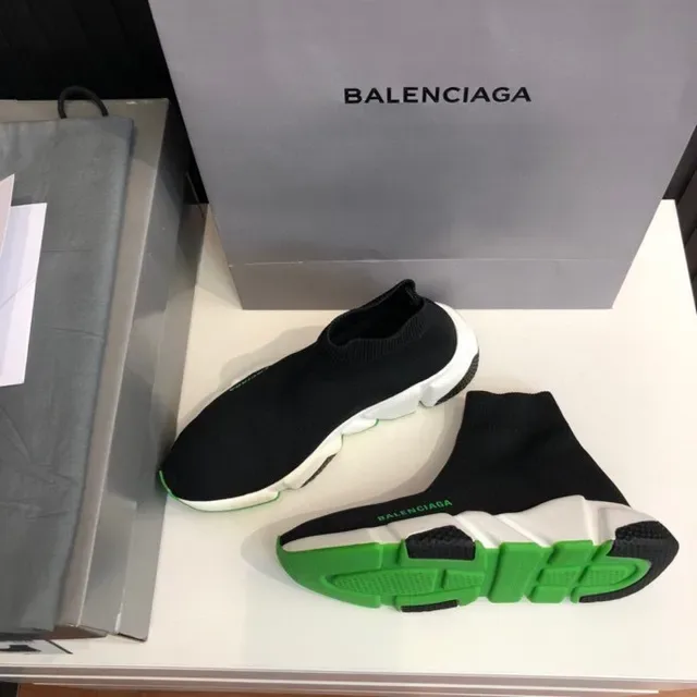 Balenciaga Speed Trainer noir blanc vert style de vie sneakers 6