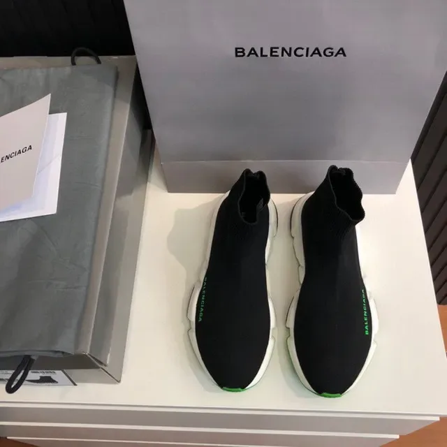 Balenciaga Speed Trainer noir blanc vert style de vie sneakers 7