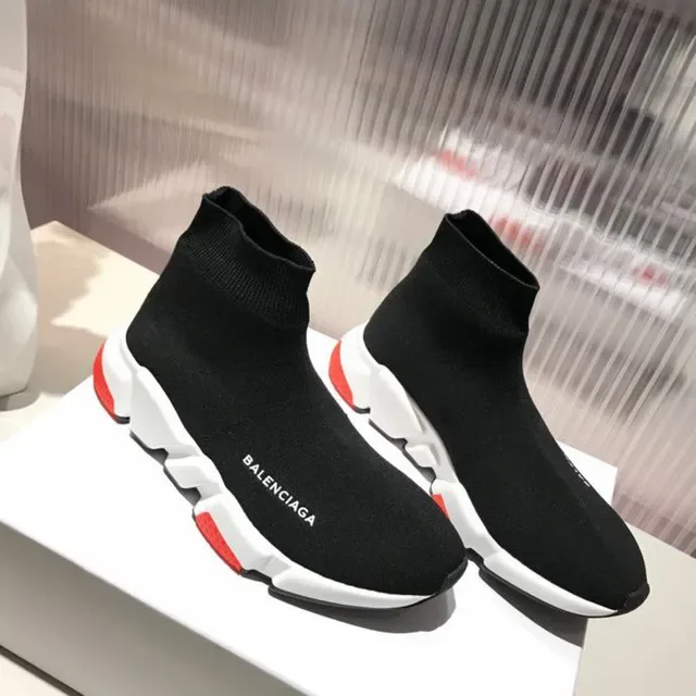 Balenciaga Speed Trainer Black White Red Lifestyle Sneakers 2