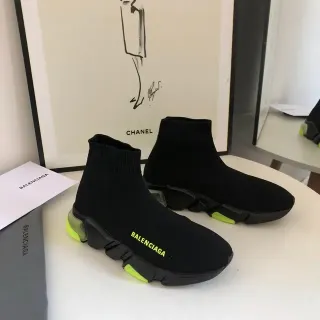 Balenciaga Speed Trainer Black Yellow أحذية أسلوب حياة قاعدة مقسمة منحوتة أعلى محبوك ملائم للجوارب
